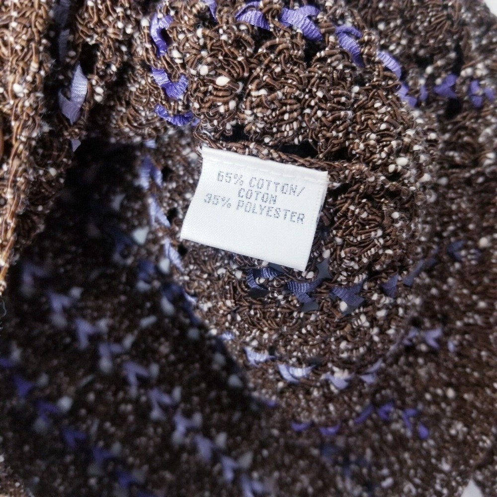 Cynthia Steffe Sweater Women Size Medium Knit Brown Cream Purple See Through - Picture 8 of 16